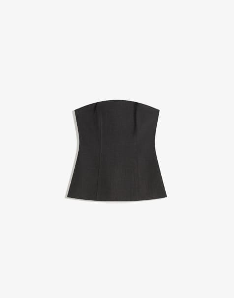 Bershka Bandeau top in grey - view 1