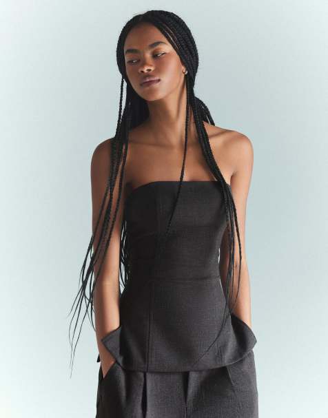 Bershka - Bandeau-top in grijs - view 1