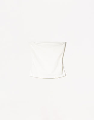 Bershka Bandeau top in white - view 1