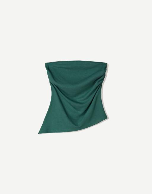 Bershka - Bandeau-top met geplooid detail in groen  , 3 van 4