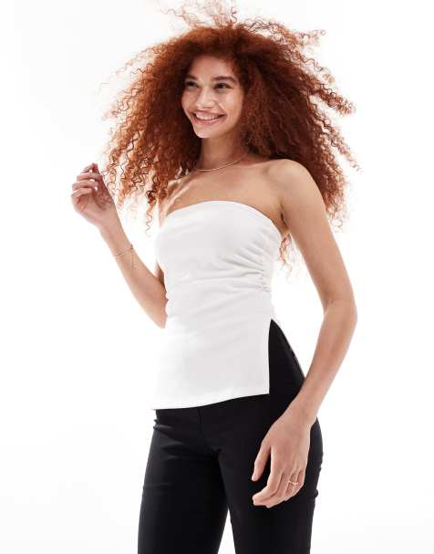 Bershka - Bandeau-top met lange pasvorm in wit - view 1