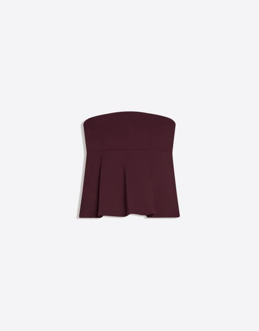 Bershka - Bandeau-top met peplum in paars, 4 van 4