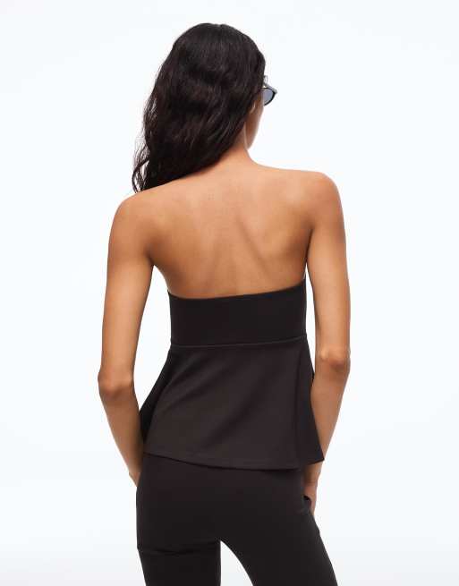 Bershka - Bandeau-top met peplum in zwart, 3 van 4