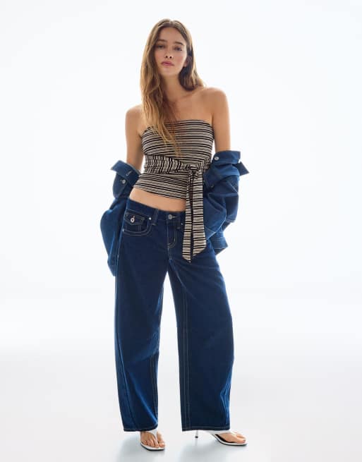 Bershka - Bandeau-top met strikdetail in zwart en wit, 3 van 4