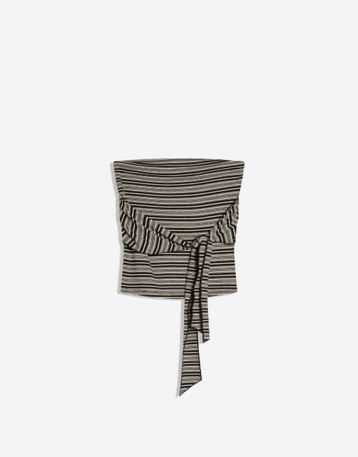 Bershka - Bandeau-top met strikdetail in zwart en wit, 4 van 4
