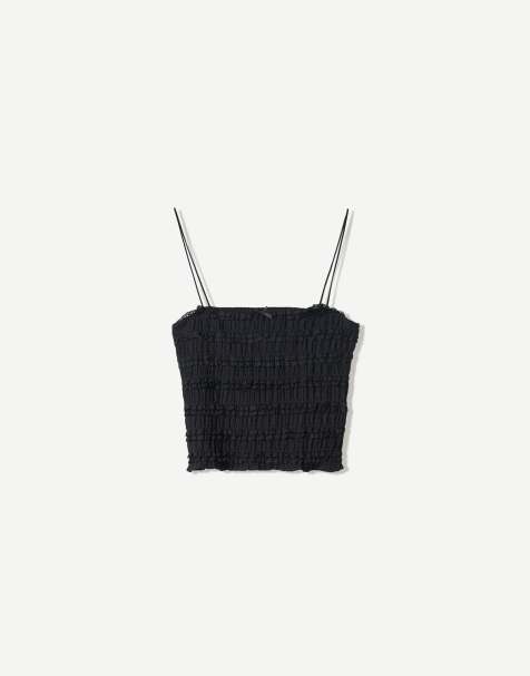 Bershka - Bandeau top van kant in zwart - view 1
