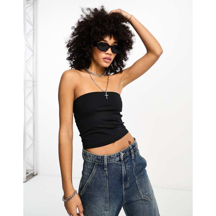 ASOS DESIGN Ultimate Bandeau Crop Top In Cotton In Black, 44% OFF