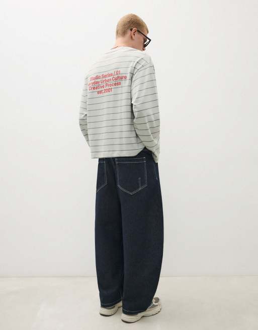 Bershka Barrel-Fit-Jeans in Blau, 4 von 5