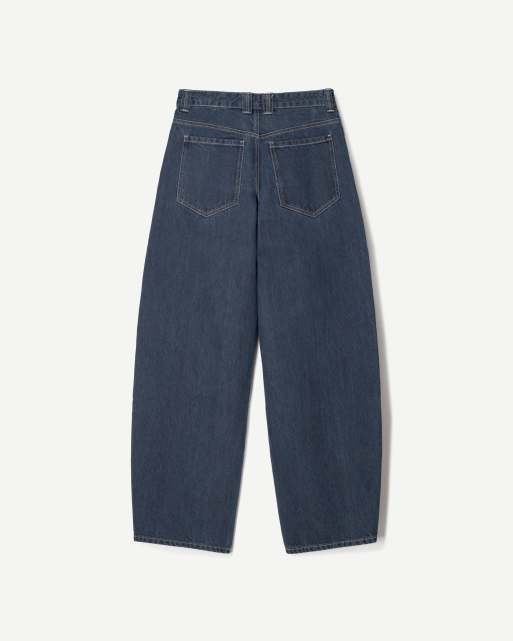 Bershka barrel jeans in blue  , 3 of 4