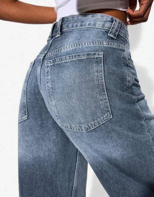 Bershka barrel jeans in denim blue, 4 of 4