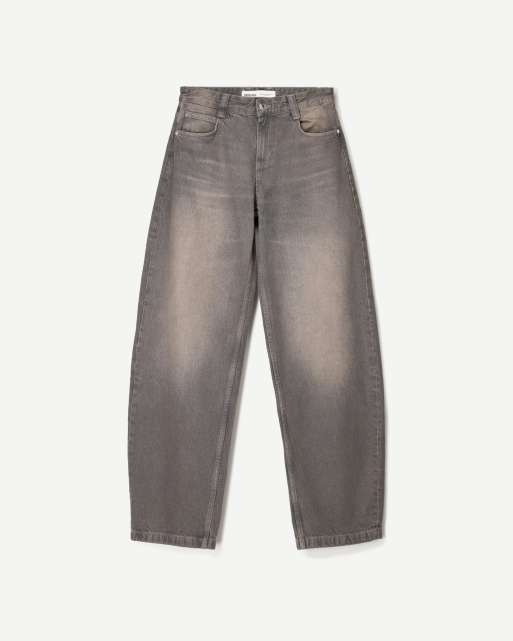 Bershka – Barrel-Jeans in Grau, 2 von 4