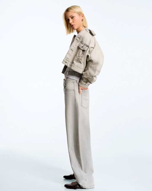 Bershka – Barrel-Jeans in Hellgrau, 3 von 5