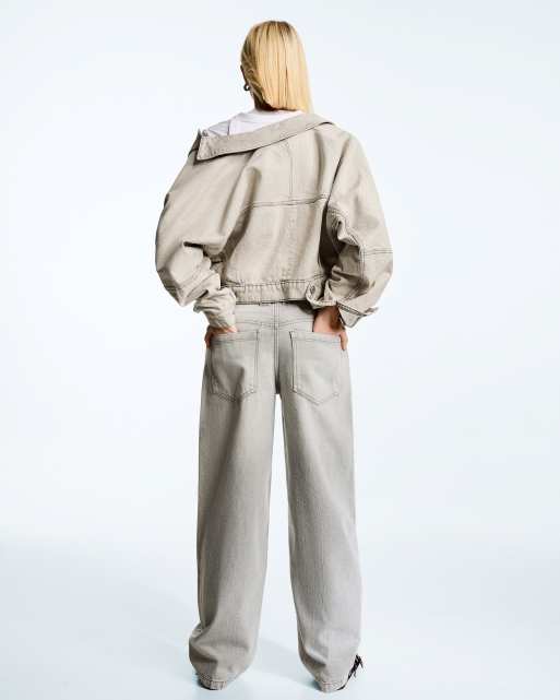 Bershka Barrel jeans in light grey, 2 of 5