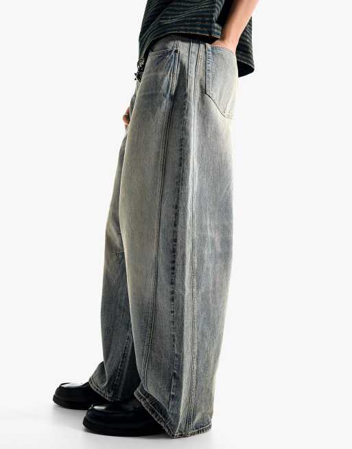 Bershka Barrel jeans in mid blue, 5 of 7