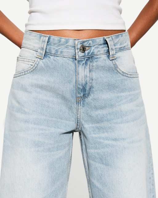Bershka – Barrel-Jeans in Mittelblau, 3 von 4