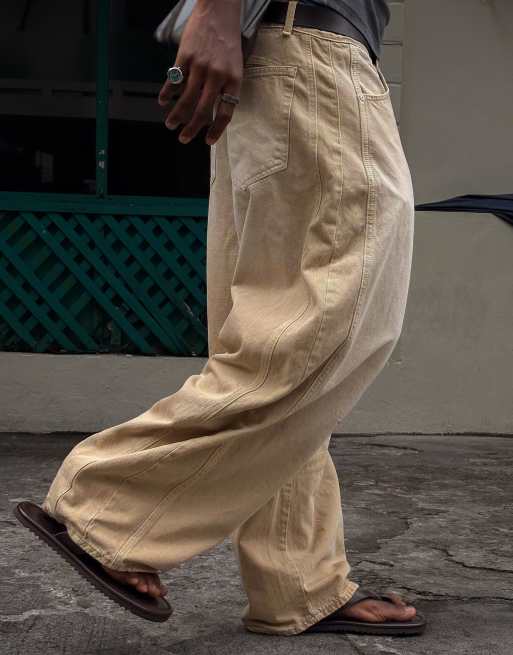 Bershka Barrel-leg jeans in beige, 2 of 7