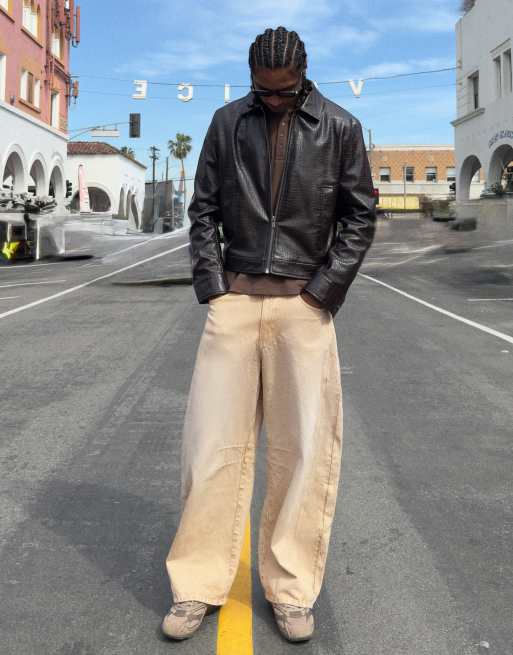 Bershka Barrel-leg jeans in beige, 6 of 7