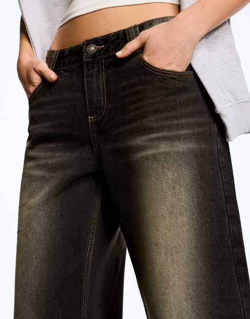 Bershka – Barrel-Leg-Jeans in Dirty-Schwarz, 2 von 4