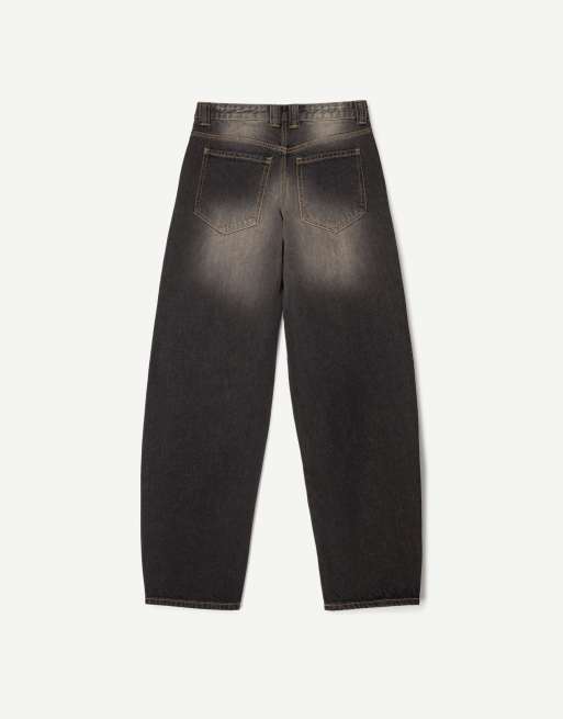 Bershka – Barrel-Leg-Jeans in Dirty-Schwarz, 4 von 4