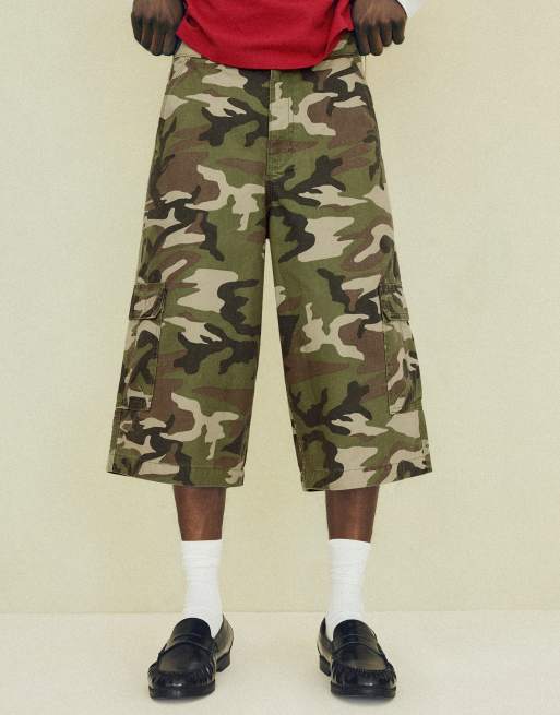 Bershka barrel-leg jorts i grönt, 2 av 6
