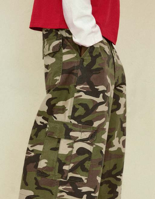 Bershka barrel-leg jorts i grönt, 3 av 6