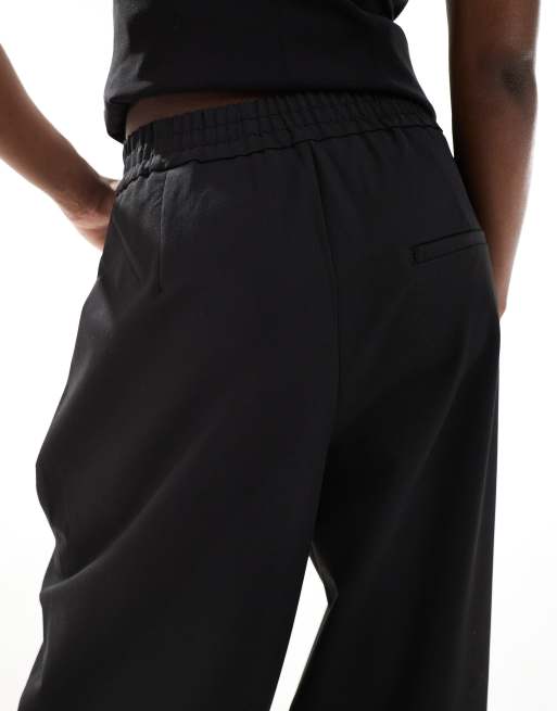 Bershka barrel leg tailored pants in black