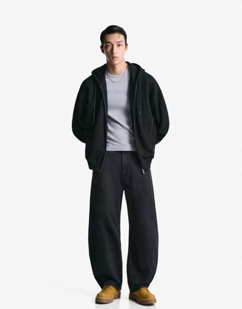 Bershka Barrel trousers in black - view 1