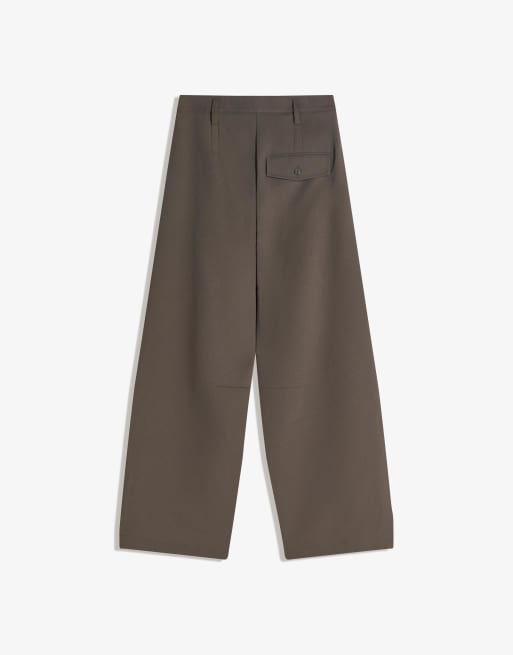 Bershka Barrel trousers with pleats in beig, 6 of 6