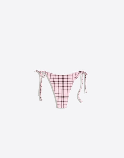 Bershka - Bas de bikini à carreaux - Rose, 4 de 4