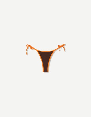 Bershka - Bas de bikini contrastant - Marron