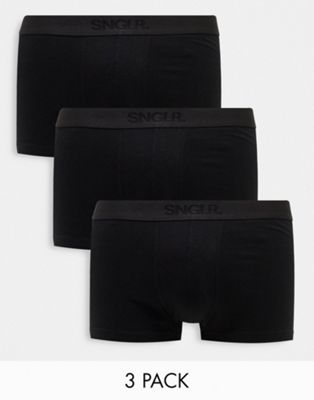 Bershka basic 3 pack boxers in black