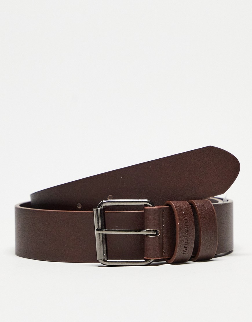 Bershka basic belt in brown