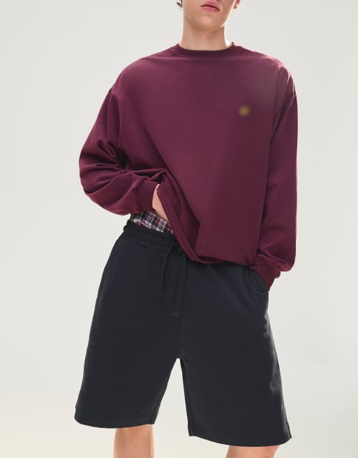 Bershka - Basic bermudashort van fleece in blauw, 3 van 4