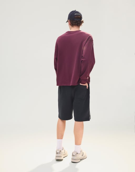 Bershka - Basic bermudashort van fleece in blauw, 4 van 4