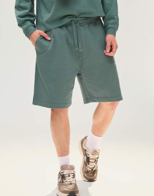 Bershka - Basic bermudashort van fleece in groen, 2 van 4