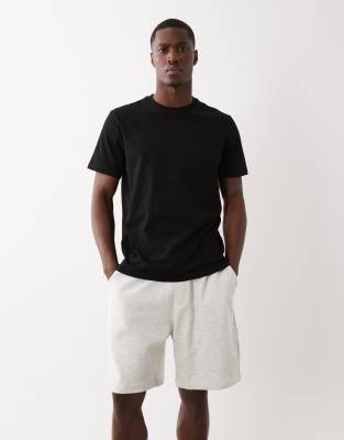Basic-Bermudashorts aus Fleece in Hellgrau Grau S