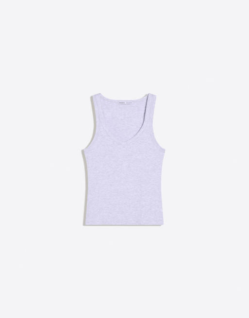 Bershka - Basic geribbeld hemdje in lichtgrijs, 5 van 6