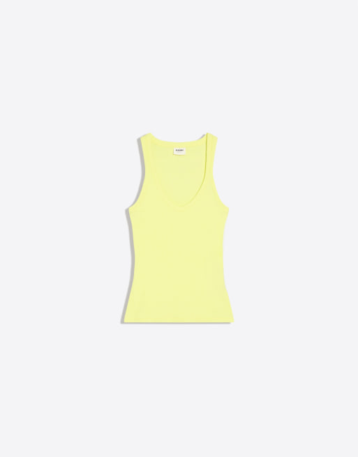 Bershka Basic geribde hemdtop in geel, 5 van 5