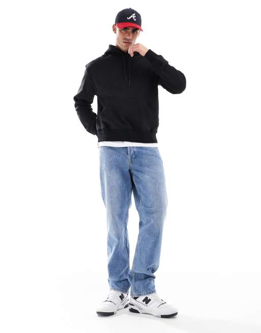 Bershka basic hoodie in black