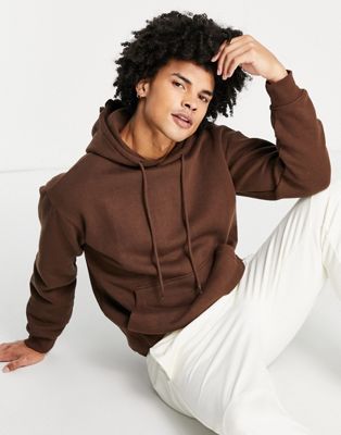 Bershka basic hoodie in brown