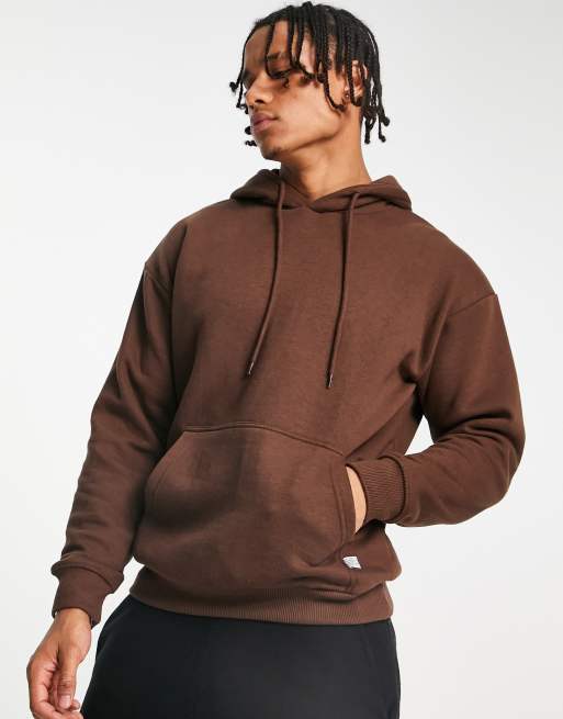 Bershka basic hoodie in brown