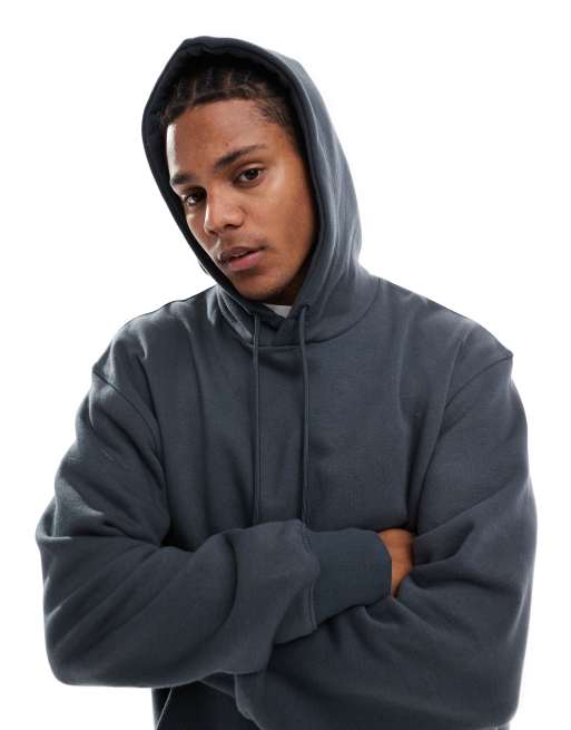 Bershka basic hoodie in charcoal ASOS