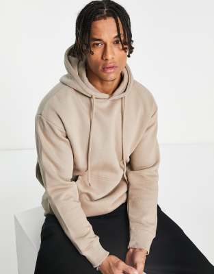 Bershka basic hoodie in sand-Brown