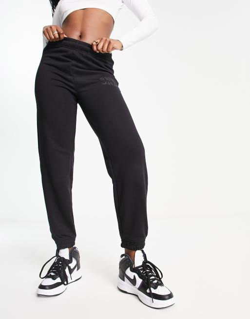 Bershka basic jersey trackies in black