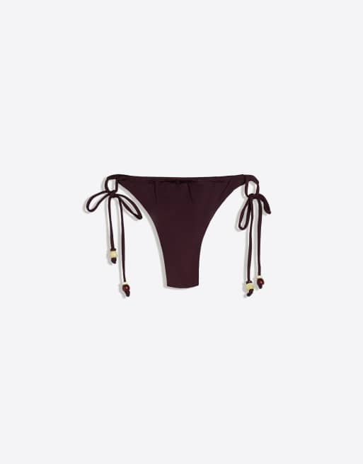 Bershka – Basic – Lila bikiniunderdel med pärlor, 3 av 4