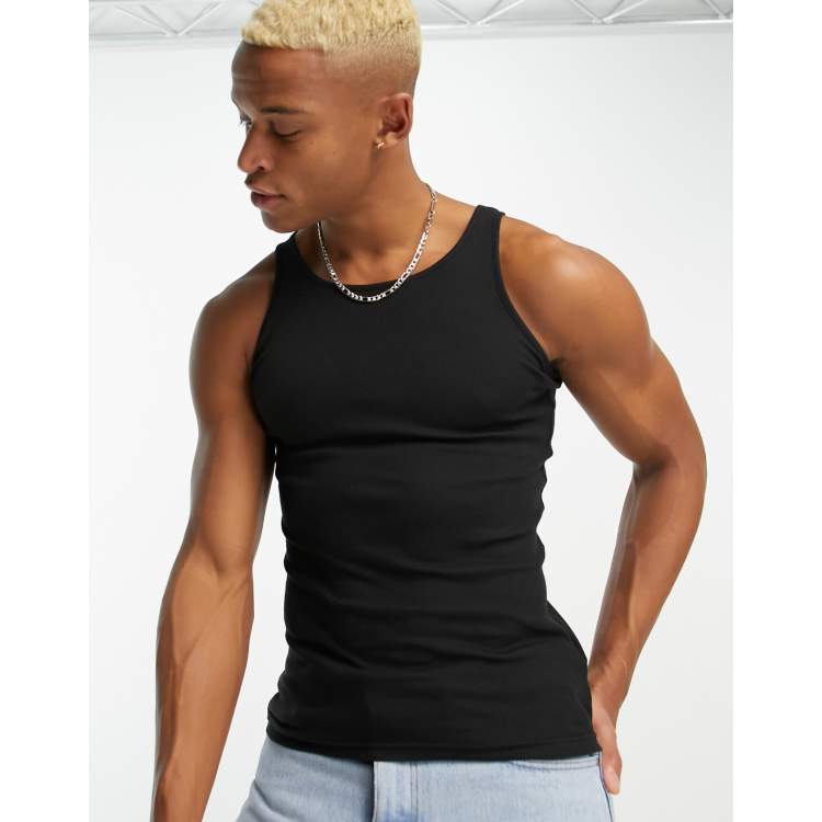 ergens bij betrokken zijn zomer ijzer Bershka basic plain tank top in black | ASOS