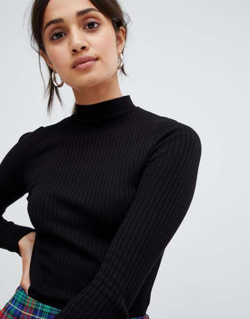 Bershka – Basic ribbad tröja med hög krage, 3 av 4