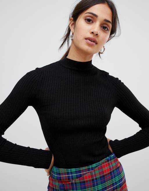 Bershka basic ribbed high neck jumper | ASOS