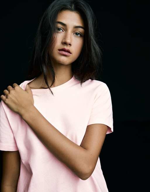 Bershka Basic short sleeve t-shirt in pink, 4 of 4