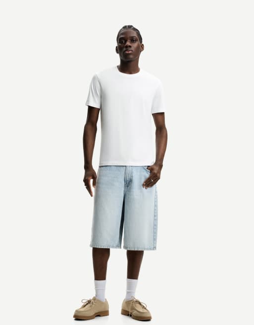 Bershka Basic short-sleeved t-shirt in white